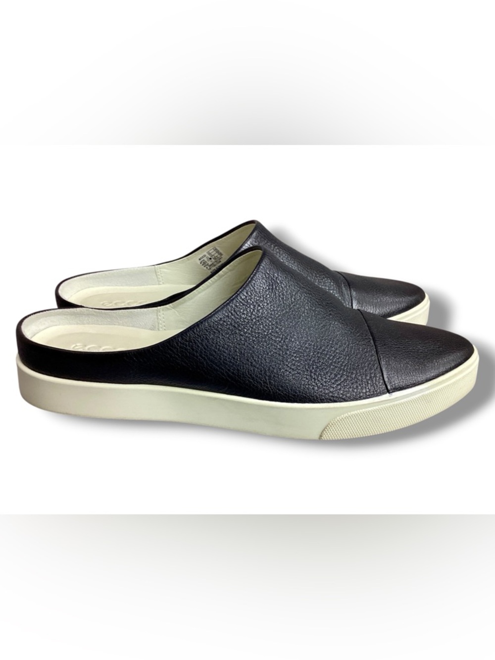 ECCO Gillian Black Leather Loafer Mules Slides Shoes Slip on pointed toe